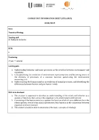 Course Unit Information Sheet (Syllabus) 2018/2019 1
