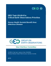 GEO Task US-09-01A: Critical Earth Observations Priorities