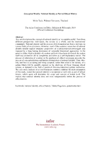 National Identity As Part of Ethical History Mirko Tasic, Webster