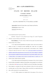 2012 -- S 2178 Substitute a State of Rhode Island