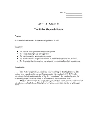 AST 112 – Activity #4 the Stellar Magnitude System