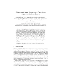 Educational Open Government Data: from Requirements to End Users