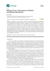 Entropy Power, Autoregressive Models, and Mutual Information