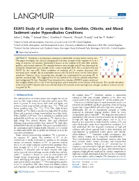EXAFS Study of Sr Sorption to Illite, Goethite, Chlorite, and Mixed Sediment Under Hyperalkaline Conditions Adam J