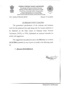 Scanned by Camscanner Annexure - 1 Broad Based Specifications for Forensic Platformfor National Cyber Forensic Laboratory