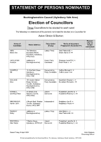 Statement of Persons Nominated and Notice of Poll