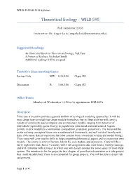 Theoretical Ecology Syllabus 2018 Revised