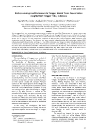 Bird Assemblage and Preference to Tengger Sacred Trees: Conservation Insights from Tengger Tribe, Indonesia