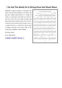 I Ve Got the World on a String Drum Set Sheet Music