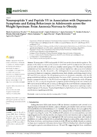 Neuropeptide Y and Peptide YY in Association with Depressive