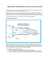 Tapered Bore Throttle Bodies Increase Power and Torque
