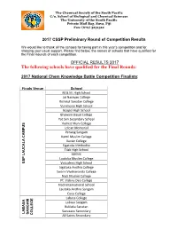 The Following Schools Have Qualified for the Final Rounds