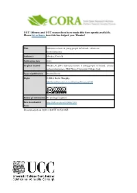 UCC Library and UCC Researchers Have Made This Item Openly Available. Please Let Us Know How This Has Helped You. Thanks! Downlo