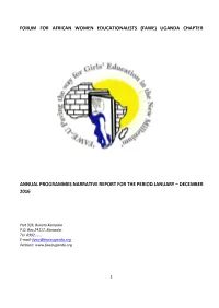 Uganda Chapter Annual Programmes Narrative Report for the Period January