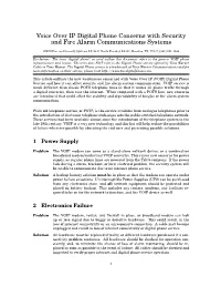 Voice Over IP Digital Phone Concerns with Security and Fire Alarm Communications Systems