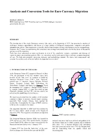 Analysis and Conversion Tools for Euro Currency Migration