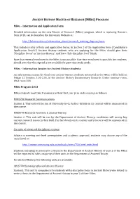 Ancient History Master of Research (Mres) Program