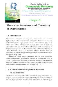Diamondoid Molecules: with Applications in Biomedicine