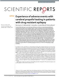 Experience of Adverse Events with Cerebral Propofol Testing in Patients