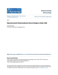 Nanostructured Semiconductor Device Design in Solar Cells