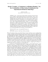 Border Crossings: a Commentary on Henkjan Honing's "On the Growing Role of Observation, Formalization and Experimental Method in Musicology"