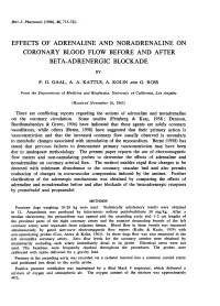 Coronary Blood Flow Before and After Beta-Adrenergic Blockade
