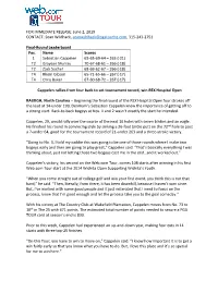FOR IMMEDIATE RELEASE: June 2, 2019 CONTACT: Sean Wildhack, Seanwildhack@Pgatourhq.Com, 315-243-2751