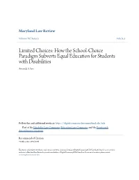 How the School-Choice Paradigm Subverts Equal Education for Students with Disabilities Amanda S