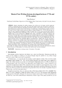 Musical Note Writing Systems Developed Between 17'Th and 19