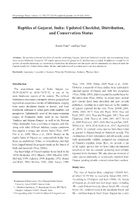 Reptiles of Gujarat, India: Updated Checklist, Distribution, and Conservation Status