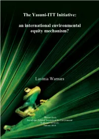 The Yasuni-ITT Initiative: an International Environmental Equity Mechanism?