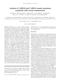 Analysis of CARD10 and CARD11 Somatic Mutations in Patients with Ovarian Endometriosis