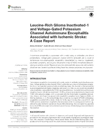 Leucine-Rich Glioma Inactivated-1 and Voltage-Gated Potassium Channel Autoimmune Encephalitis Associated with Ischemic Stroke: a Case Report