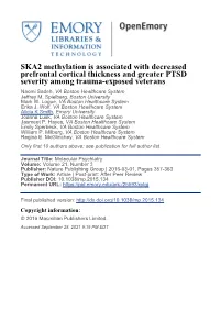SKA2 Methylation Is Associated with Decreased Prefrontal Cortical