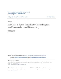 An Oasis in Byron Shire: Factors in the Progress and Success of a Local Greens Party Adam N