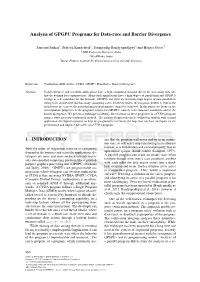 Analysis of GPGPU Programs for Data-Race and Barrier Divergence