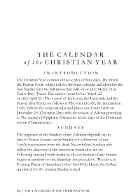 Calendar of the Christian Year