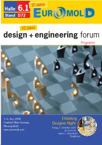 Design + Engineering Forum Programm STUDIO ERNST