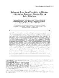 Enhanced Brain Signal Variability in Children with Autism Spectrum Disorder During Early Childhood