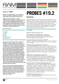PROBES #19.2 Devoted to Exploring the Complex Map of Sound Art from Different Points of View Organised in Curatorial Series