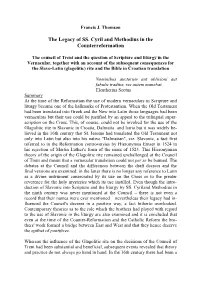 The Legacy of SS. Cyril and Methodius in the Counterreformation