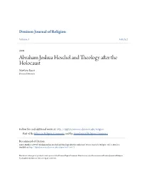 Abraham Joshua Heschel and Theology After the Holocaust Matthew Ae Net Denison University