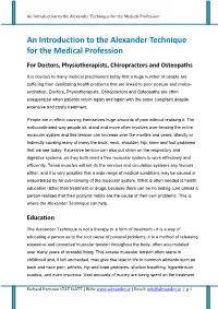 An Introduction to the Alexander Technique for the Medical Profession