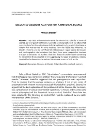 Descartes' Discours As a Plan for a Universal Science