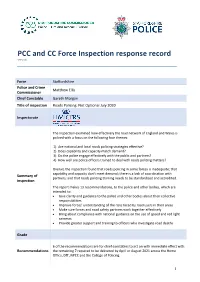 PCC and CC Force Inspection Response Record Version