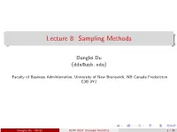 Lecture 8: Sampling Methods
