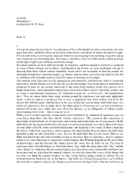 Metaphysics Translated by W