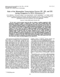Role of the Mammalian Transcription Factors IIF, IIS, and IIX During Elongation by RNA Polymerase II
