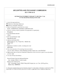 Securities and Exchange Commission Sec Form 20-Is