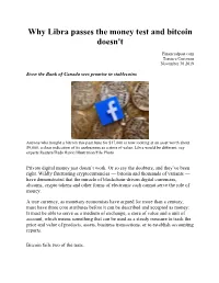 Why Libra Passes the Money Test and Bitcoin Doesn't